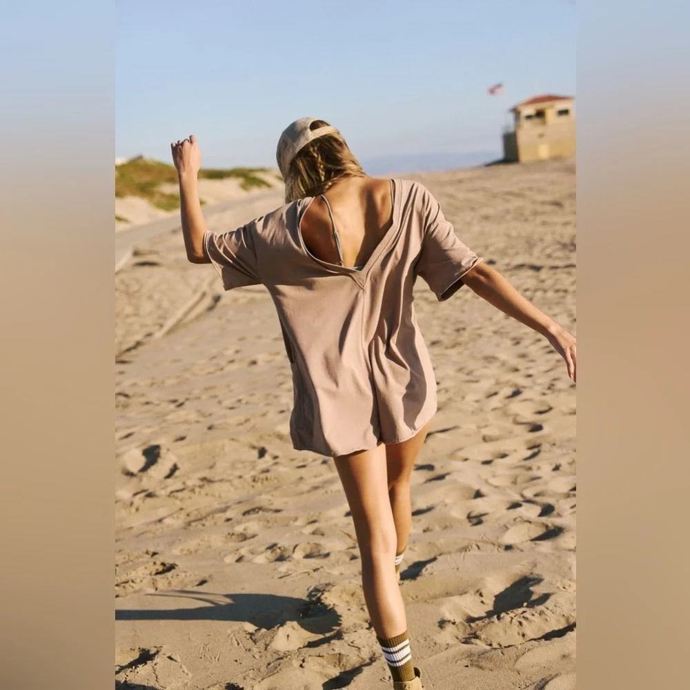 NWT Free People Movement Hot Shot Tee Romper | Small | Mocha Latte - Picture 2 of 11